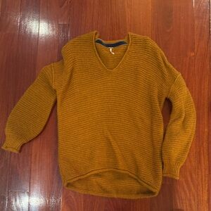 Free People knit sweater over sized mustard brown color womens Size Small